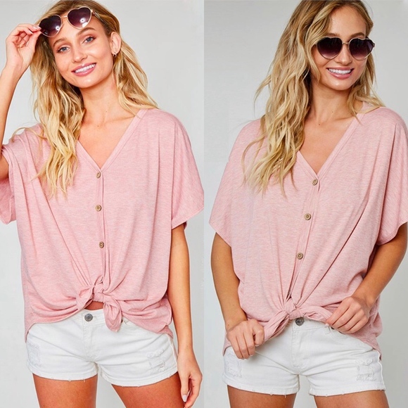Glamvault Tops - Pink // Button Down Jersey Cardigan